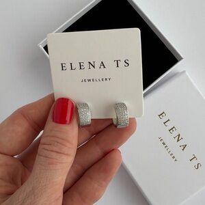 927 Silver Color Hoop Earrings Cubic Zirconia